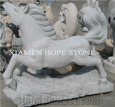 China Grey Granite Stone Horse Sculpture, Stone Animal Carvings