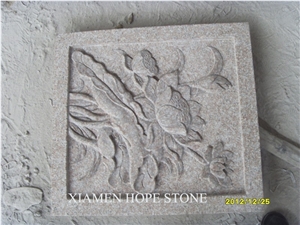 Granite Wall Relief & Etching, Pink Granite Wall Reliefs