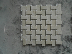 Beige Marble Polished Mosaic,Beige Marble Basketweave Mosaic