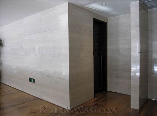 White Wood Vein Marble Slabs & Tiles, China Grey Marble