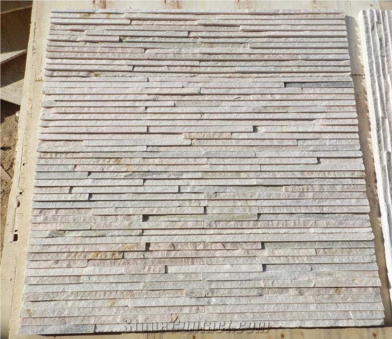 12 Lines White Wall Cladding Slate Panels Slate Cultured Stone