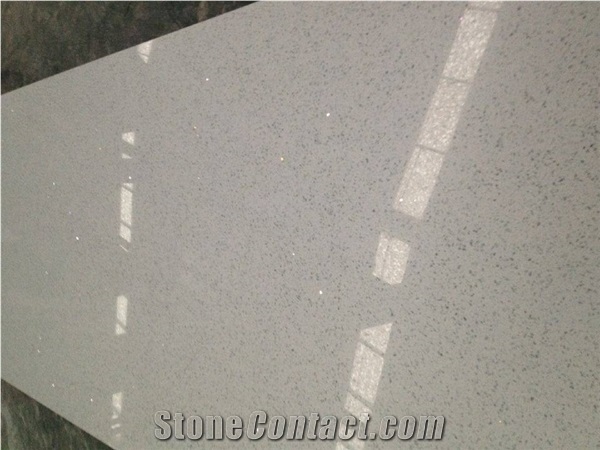 Engineered Stone Sparkle White Quartz Slab From China Engineered Stone Sparkle White Quartz Slab