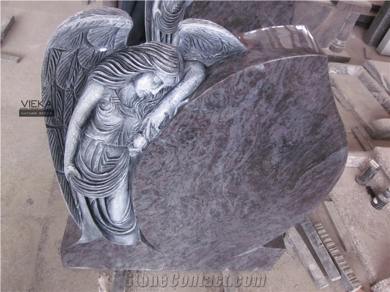 Bahama Blue Granite Tombstone & Orion Monument,Vizag Blue Granite Gravestone,India Blue Headstone with Angel Sculpture