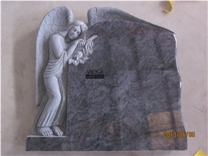 Bahama Blue Granite Tombstone & Orion Monument,Vizag Blue Granite Gravestone,India Blue Headstone with Angel Status