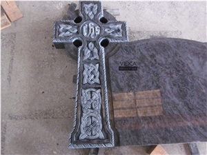 Bahama Blue Granite Tombstone & Orion Monument,Vizag Blue Granite Gravestone,India Blue Headstone with Celtic Cross Ireland & Uk Memorial Products