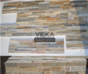 Beige Yellow Slate Mix P014B-3 Culture Stone/Wall Panel/Ledgestone/Stacked Stone/Veneer for wall cladding 60x15cm Retangle