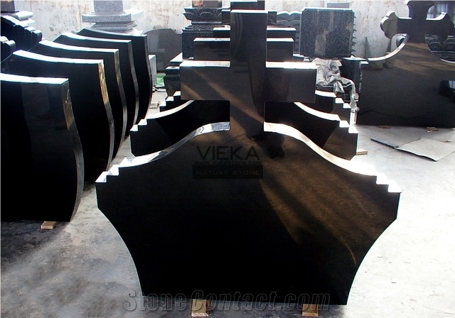Black Granite Cross Tombstone & Monument,Gravestone & cross Headstone Romania style