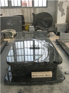 Black Granite Tombstone & Monument,Granite Gravestone & Headstone Poland Style Wave Cover Plate, China Impala Black Granite Gravestone