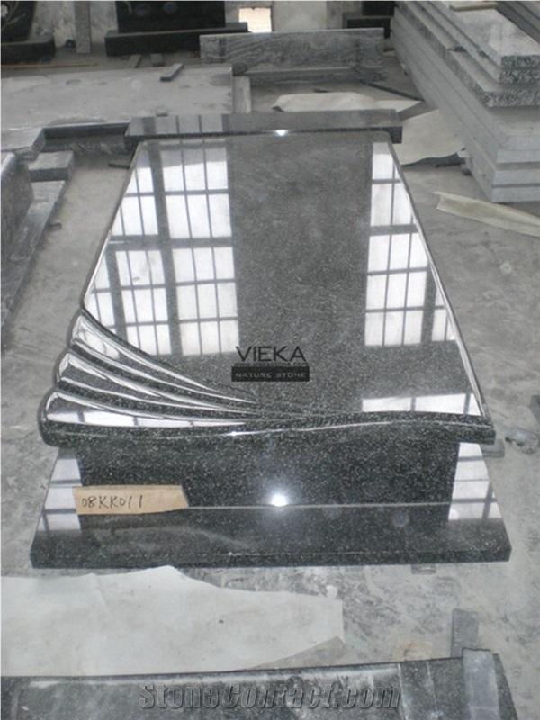 Black Granite Tombstone & Monument,Memorials,Gravestone & Headstone Export to Poland Cover Plate Style