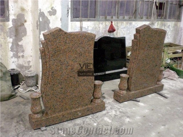 Black Granite Tombstone & Monument,Memorials,Gravestone & Headstone with vase Romania Style