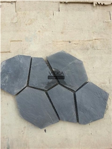 Black Slate Stone Random Flagstone Mats