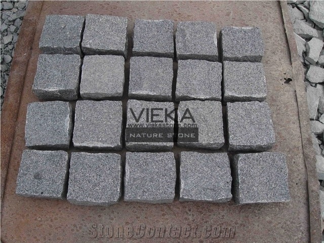 G654 Granite Cubestone, China Impala Black Granite Cubes Paver
