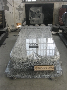 Grey Granite Tombstone & Monument,Granite Gravestone & Cross Headstone Wave Cover Plate Poland Style