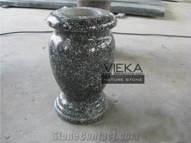 Grey Granite Tombstone Monument Memorials 011 Vase