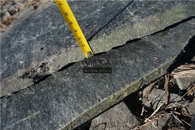 Irregular Random Flagstone Paving Stone Landscape Black Quartzite