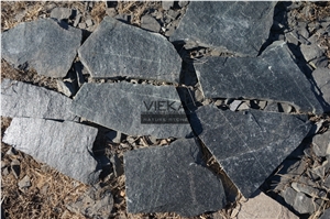 Irregular Random Flagstone Paving Stone Landscape Black Quartzite