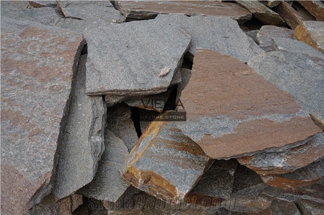 Irregular Random Flagstone Paving Stone Landscape Rusty Quartzite