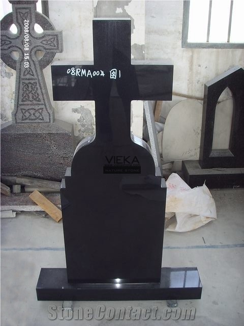 Shanxi Black Granite Tombstone & Monument,Memorials,Gravestone & cross Headstone Romania popular style