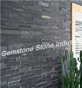 Black Cultural Slate for Wall Paver, Hebei Black Slate Cultured Stone