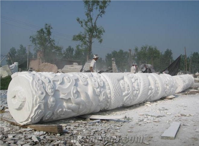 China Royal White Marble Column,Stone Column,Roman Column,Handcraft Columns