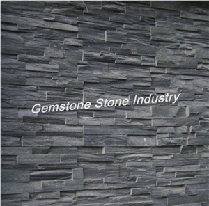 Nattural Stone Wall Veneer Slate Stone Panel Split Surface China Hebei Origin, Hebei Black Slate Cultured Stone