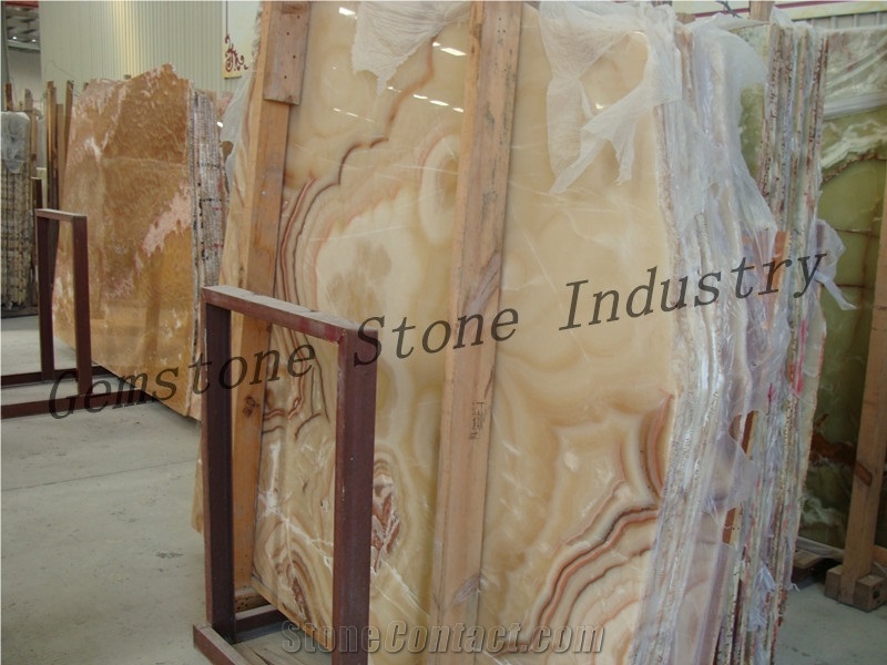 Natural Stone Polished Onyx Slabs, Pakistan Brown Onyx