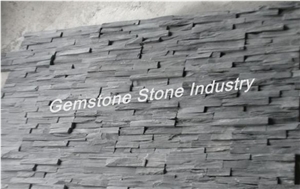 Slate Ledge Stone Wall Panel, Hebei Black Slate Ledge Stone