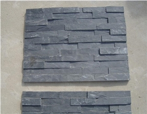 Straight Slate Wall Paving Decor Split Face, Hebei Black Slate Cultured Stone