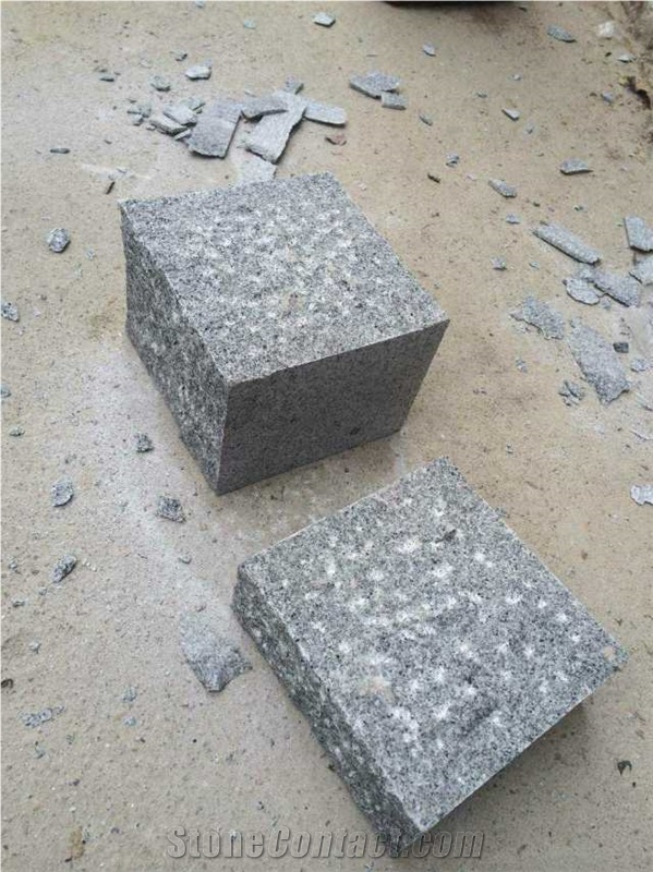 G614 Granite Cobble Stone & Cube Stone, Natural, Flamed, Sandblast Surface, Sizes Can Be Customized