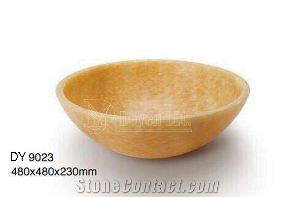 China Guangsxi Yellow Cheap Marble Bowls, Wholesale Stone Vessel Sinks, Distributed Farm Basins, Factory Nature Stone Sinks, Manufactured Cheap Square Wash Basins