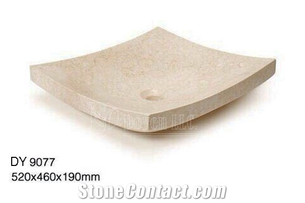 Cream Marfil Cheap Marble Bowls, Wholesale Stone Vessel Sinks, Distributed Farm Basins, Factory Nature Stone Rectangular Sinks, Manufactured Cheap Square Wash Basins