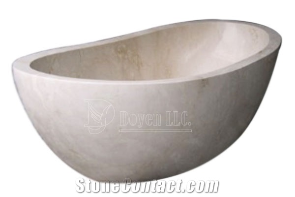 Galala Beige Marble Honed Oval Bath Tubs 1800x900x600
