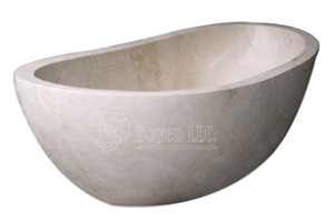 Galala Beige Marble Honed Oval Bath Tubs 1800x900x600