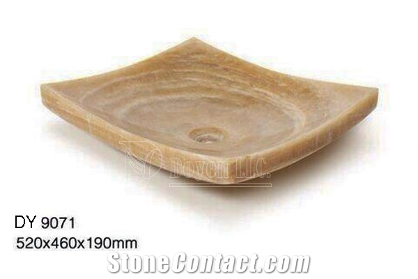 Wooden Gain Onyx Cheap Bowls, Wholesale Stone Vessel Sinks, Distributed Farm Basins, Factory Nature Stone Sinks, Manufactured Cheap Square Wash Basins