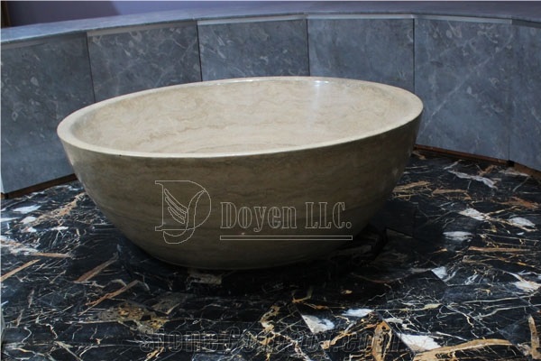 Wooden Vein Marble Stone Bathtub