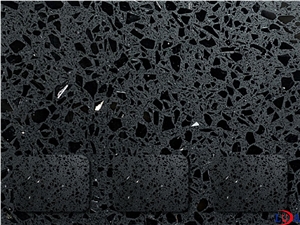 Ld4321 Black Galaxy Quartz Stone Tiles & Slabs for Countertops