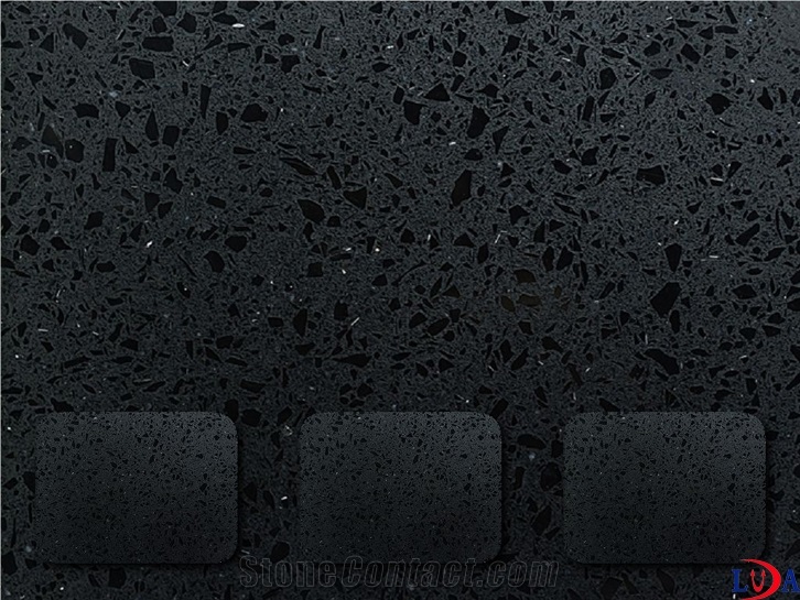 Ld4322 Black Mirror Quartz Stone Tiles & Slabs for Countertops