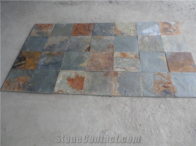 Wellest Rusty Brown Multi Color Slate Floor & Wall Tile, China Slate Tile