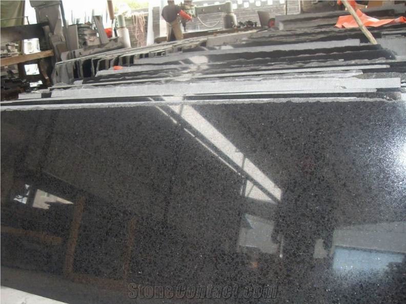 China Black Pearl G684 Small Countertop Slabs,Fuding Black Granite