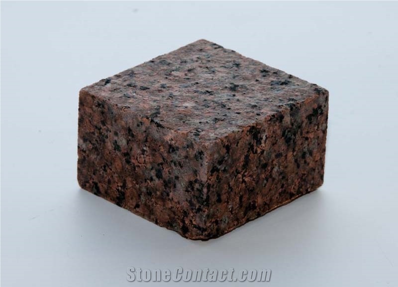 Cube Stone Flower Of Ukraine, Red Granite Cube Stone