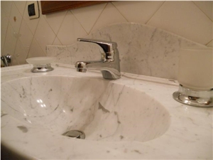 Solid Sink in White Carrara Completely Finished by Hand