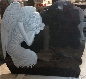 Shanxi Black Granite Tombstone and Monument ,Nice Angel Quality Good Price