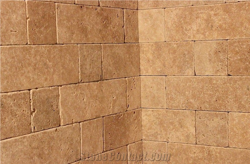 Coffee Brown Travertine Travertine Tumbled Wall Tiles