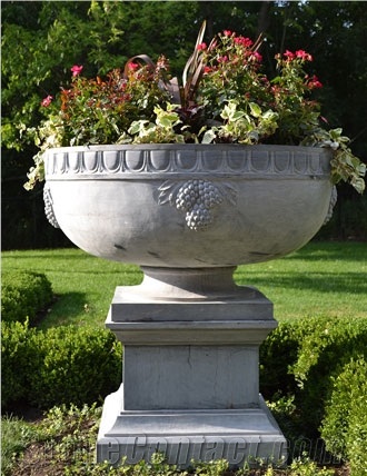 China Grey Limestone Flower Pot