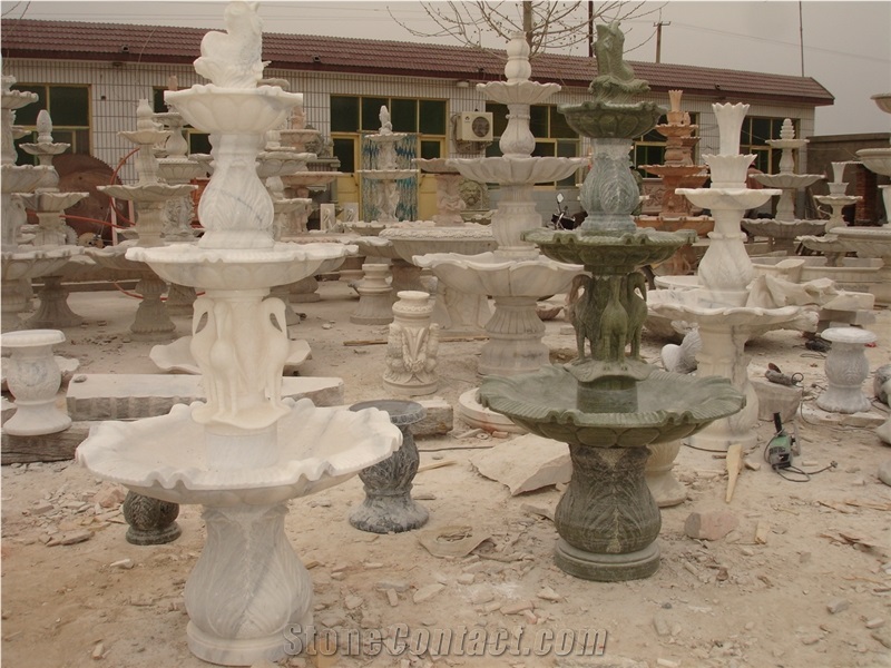 Hand Carved Marble Fountain, White Marble Fountain