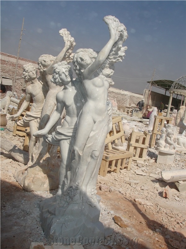 White jade marble statue Apollo and Daphne