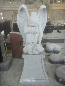 Don"T Cry Angel Memorial Sculptures,Grey Granite Statues