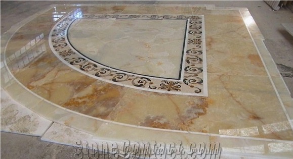 Marble Waterjet Medallions,Yellow Marble Round Medallions