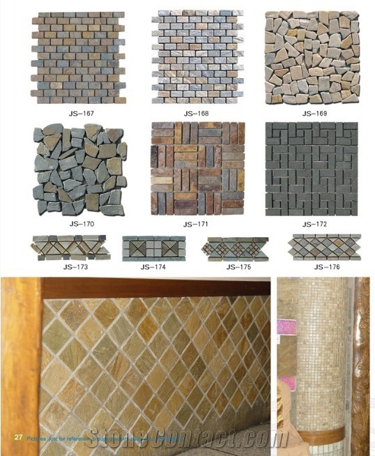China Rust Slate Mosaic,Slate Mosaic,Multicolor Slate Mosaic
