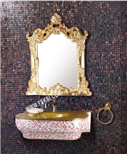 Mosaic Vanity with Tempered Glass Sink